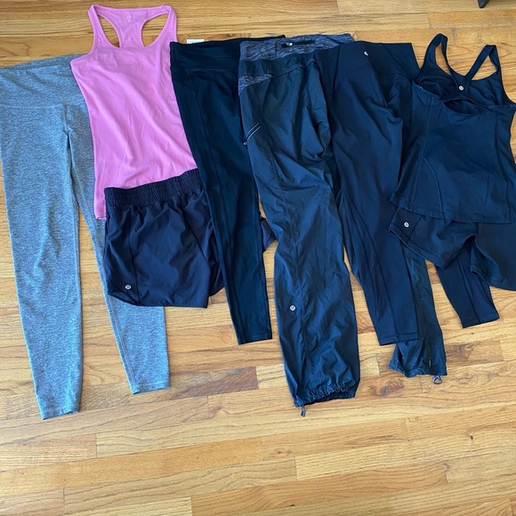 lululemon athletica Pants - Lululemon Workout Lot 9 Black Leggings High Rise Train Times Hotty Hot Shorts